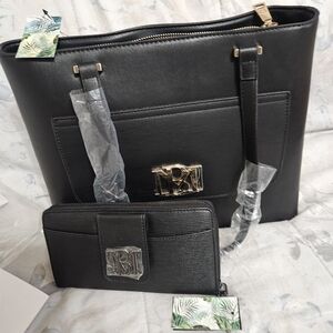 Badgley Mischka Black Tote Bag and Wallet Set NWT